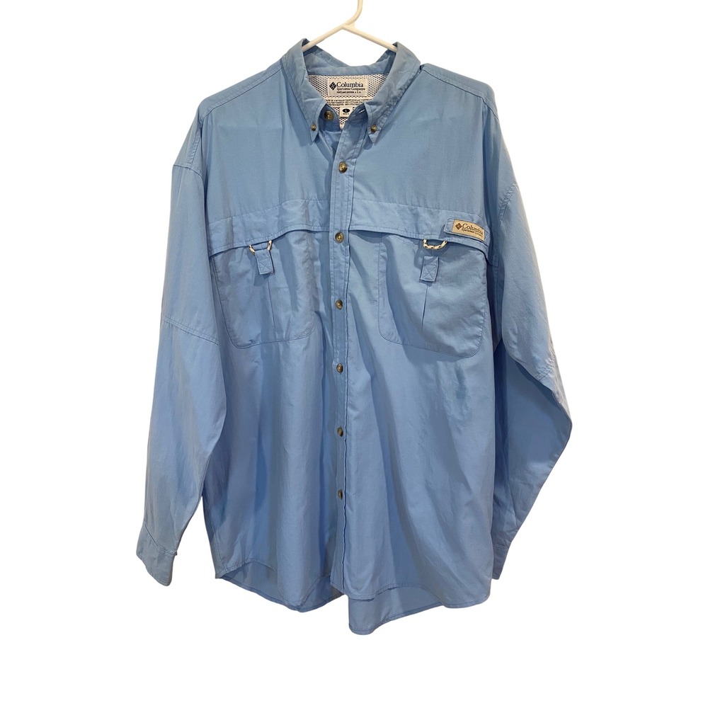 Columbia Men's Long Sleeve Fishing Outdoor Button Up Shirt Size‎ Large Blue